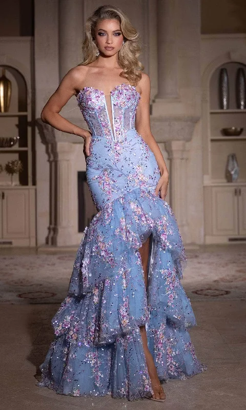 Final Sale Portia and Scarlett PS25269 - Floral Plunging Sweetheart Prom Gown