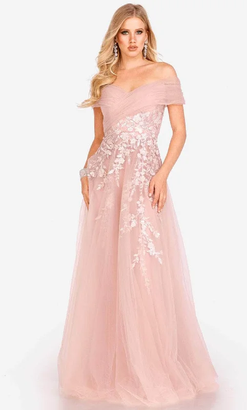 Dive Into Trendy Styles Terani Couture 231M0481 - Floral Embellished Off-Shoulder Gown