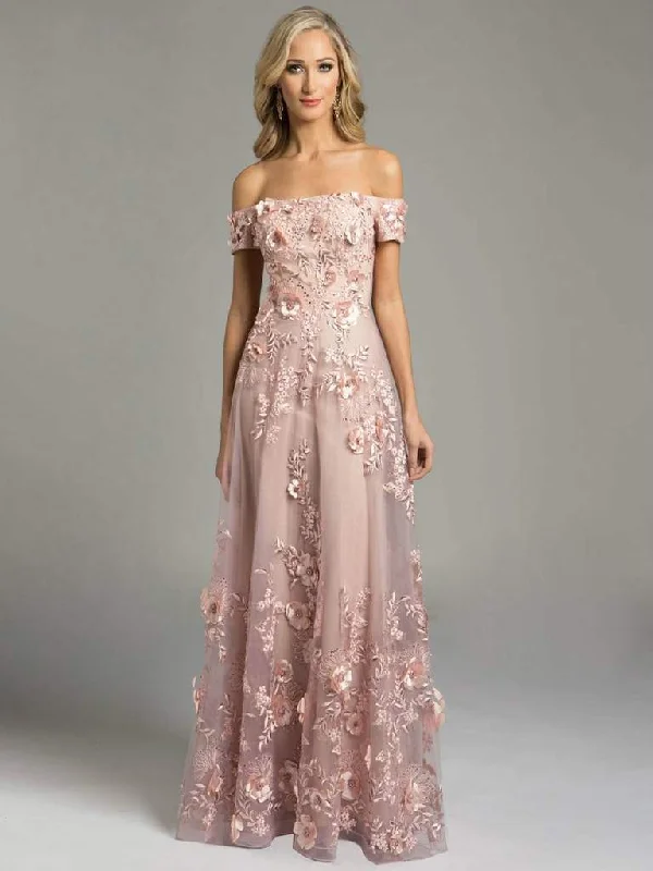 Exclusive Deals Online Lara Dresses - Charming Off The Shoulder Long Floral A-line Gown 33211 - 1 pc Dusty Rose in Size 16 Available