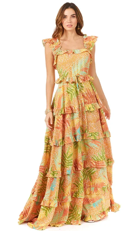 Daring Fashion Promotions Lara Dresses 29280 - Tiered Floral Maxi Dress