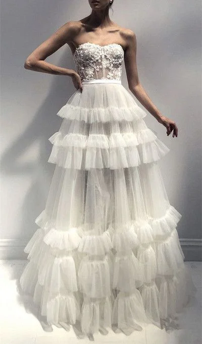 Day-To-Night Styles Lace Tulle Layered Wedding prom Dresses,Strapless Ball Gown for Bridal  cg6120