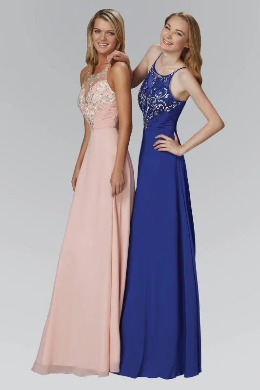 Feminine Style Promotions Prom Long Chiffon Spaghetti Straps Evening Formal Dress