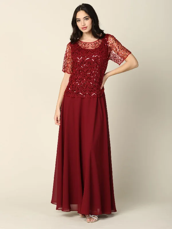 Relaxed Style Deals Mother of the Bride Beaded Long Formal Chiffon Gown Sale