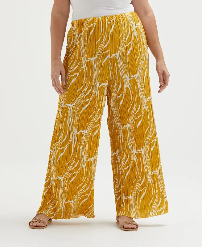 Flash Sale, Don'T Miss Plus Size Ripple Print Plisse Wide Leg Ankle Pant