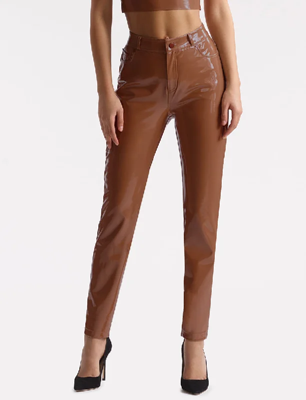 Winter Warehouse Sale Faux Patent Leather Five Pocket Pant