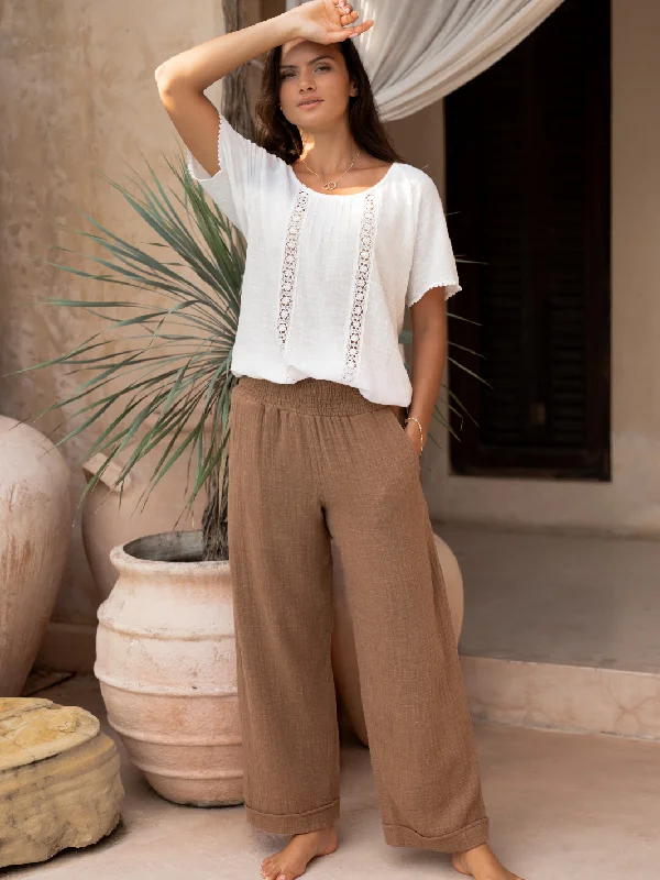 Sporty Fashion Offers Sancia Cotton Pants Desert Sand