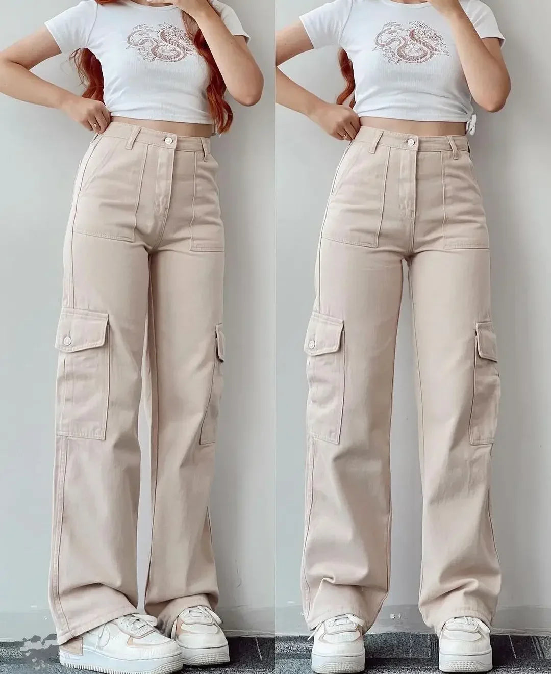 Premium Style Offers Women's Straight High Waist Fashion Designer Cargo Pants