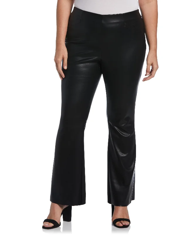 Timeless Elegance Redefined Plus Size Vegan Leather High Waist Bootcut Pant