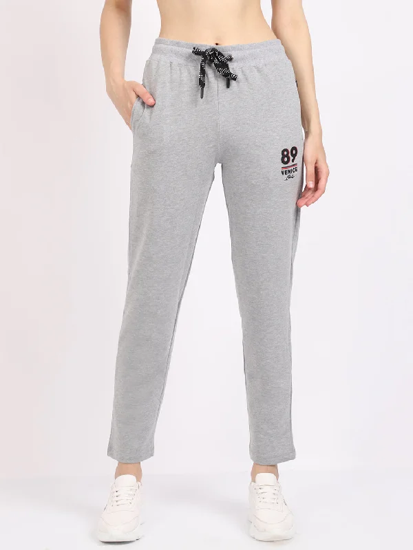 Classic Chic Deals Women's Casual  Grey Melange Full length Mid rise Track Pants