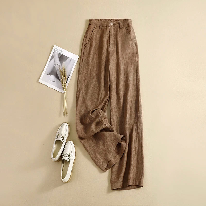 Chic Style Discounts Women's Cotton Linen Fashion Designer Wide Leg Pants