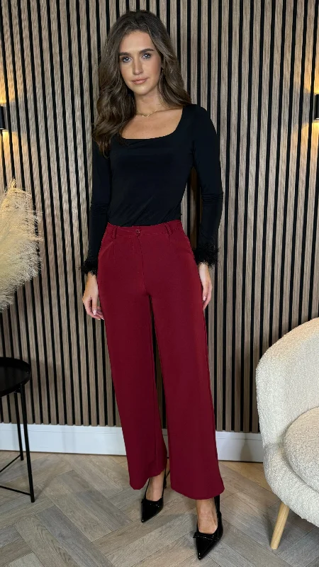 Best Sellers Effie Burgundy Wide Leg Trousers