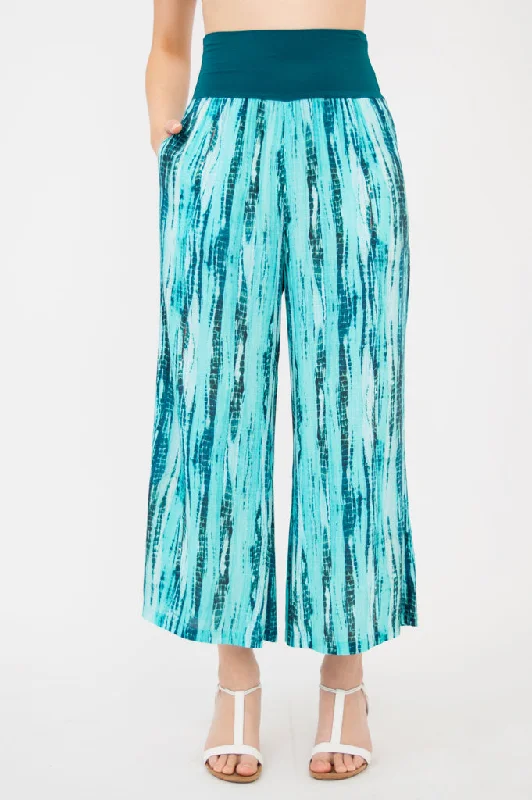 Special Offer Landon Capri, Teal Tie Dye, Linen Bamboo