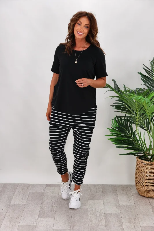 Sale Event, Prices Rock Betty Basics Jade Pants Black/White Stripe