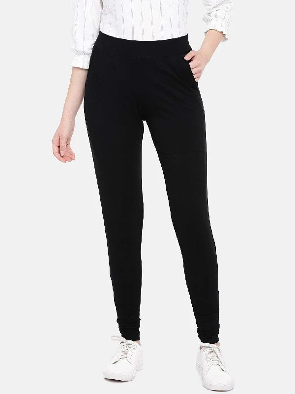 Hot Items Women's Black Viscose Elastane Loose Fit Knit Pant