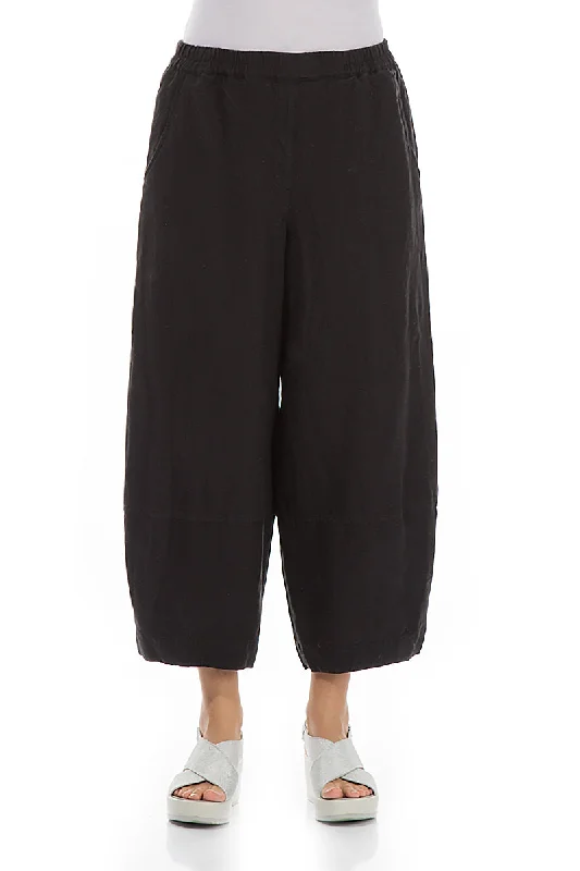 Save Big Loose Black Pure Linen Trousers