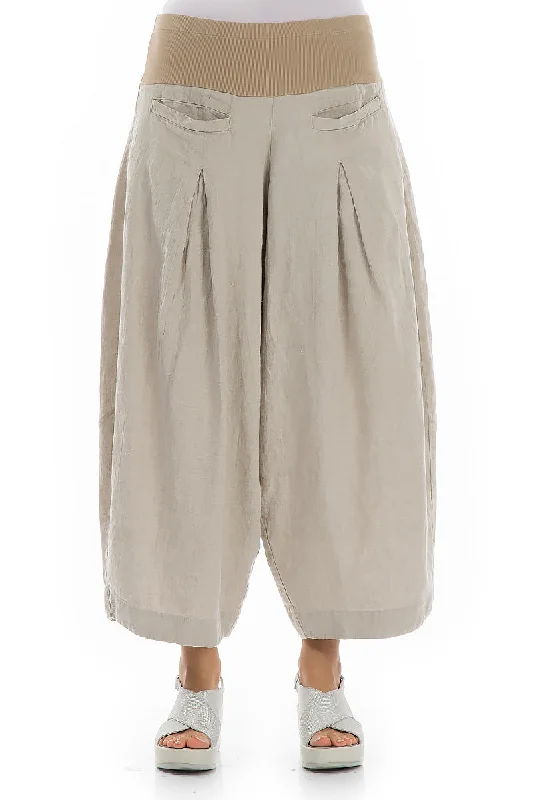 Relaxed Style Loose Natural Linen Trousers