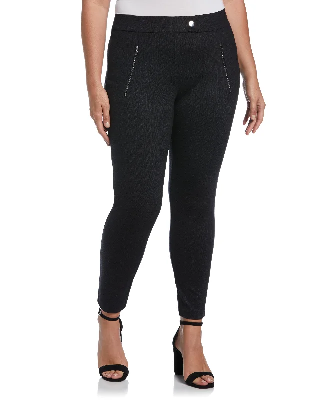 Huge Price Cut Plus Size Pull-On Pant with Zip Detail