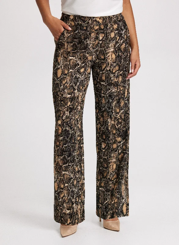 Best Sellers Olivia Snake Print Wide-Leg Pants