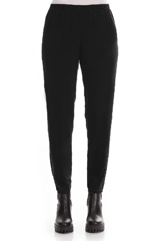 Chic Style Discounts Stylish Black Silk Leggings