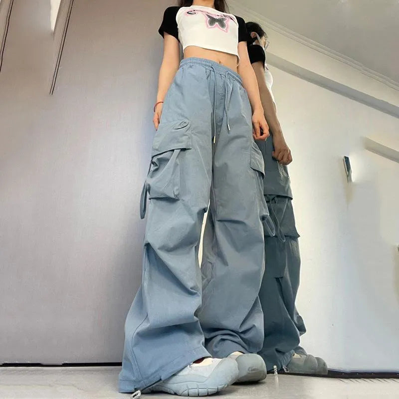 Hot Trends Women's Cargo Wide Leg High Waist Fashion Designer Pants