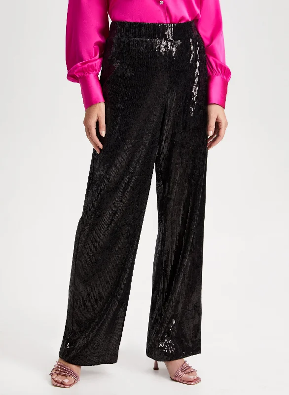 Limited Time Offer Sequin Detail Wide Leg Pants