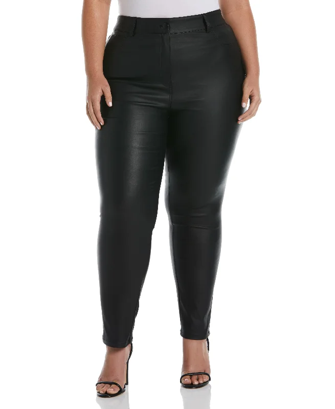 Budget-Friendly Fashion Plus Size 5-Pocket Coated Twill Pant