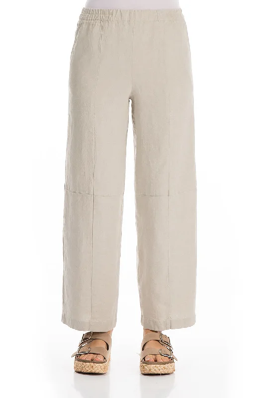 Cool Prices Back Pockets Natural Linen Trousers