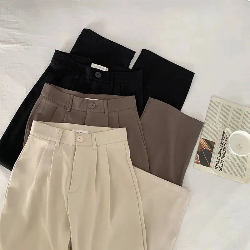 Avant-Garde Style Promotions Women's Elegant High Waist Korean Office Fashion Designer Pants