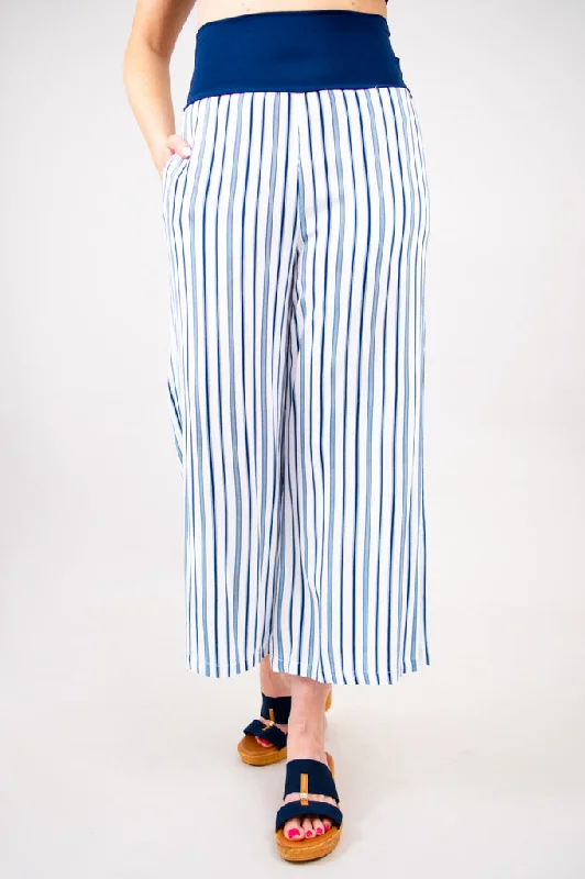 Playful Fashion Offers Landon Capri, Indigo Stripe, Bamboo Linen