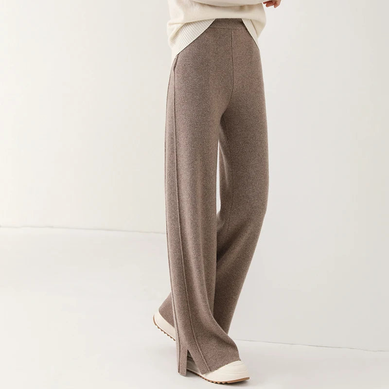 Trendy Street Style Women's Cashmere High Waist Fashion Designer Formal Pants