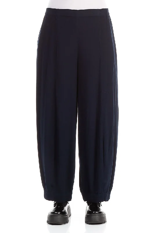 Fashionista Favorites Wide Dark Blue Viscose Trousers