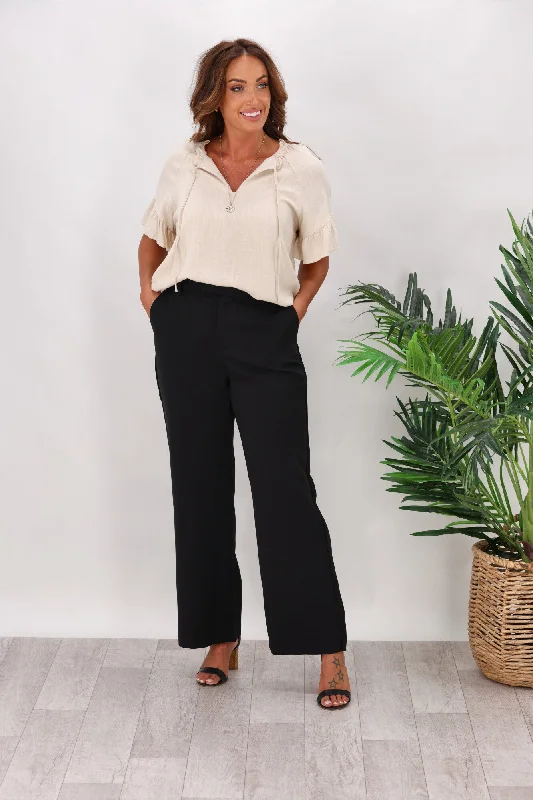 On-Trend Fashion Offers Shine On Label Alivia Tailored Pants Black