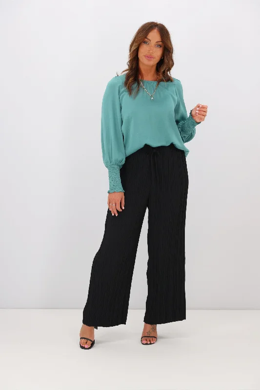 Stylish Savings Jane James Palazzo Pleated Pants Black