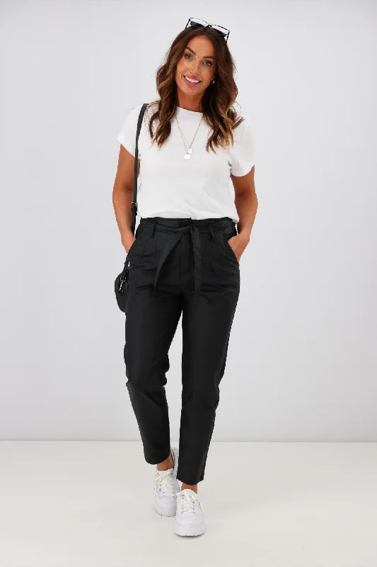 Flash Sale Now Wakee Alex Tie Front Wet Look Pant Black