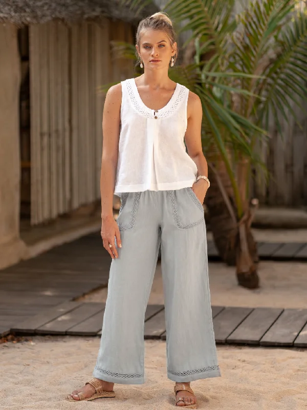 Limited Time Deal Cebu Linen Pants Slate Blue