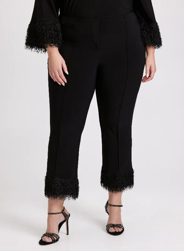 Unleash Your Trend Driven Style Joseph Ribkoff - Shag Trim Flare-Leg Pants