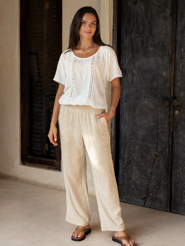 Vintage-Inspired Style Offers Sancia Cotton Pants Stone