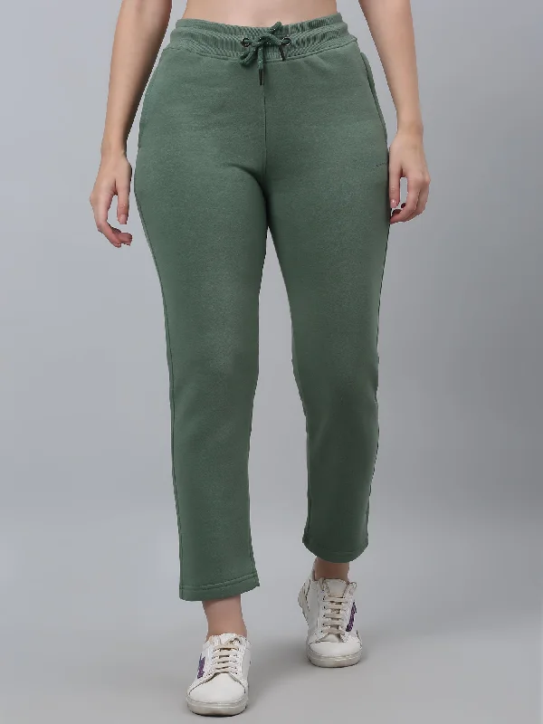 Essentials On Sale Women's Casual  Light Green Ankle length Mid rise Track Pants