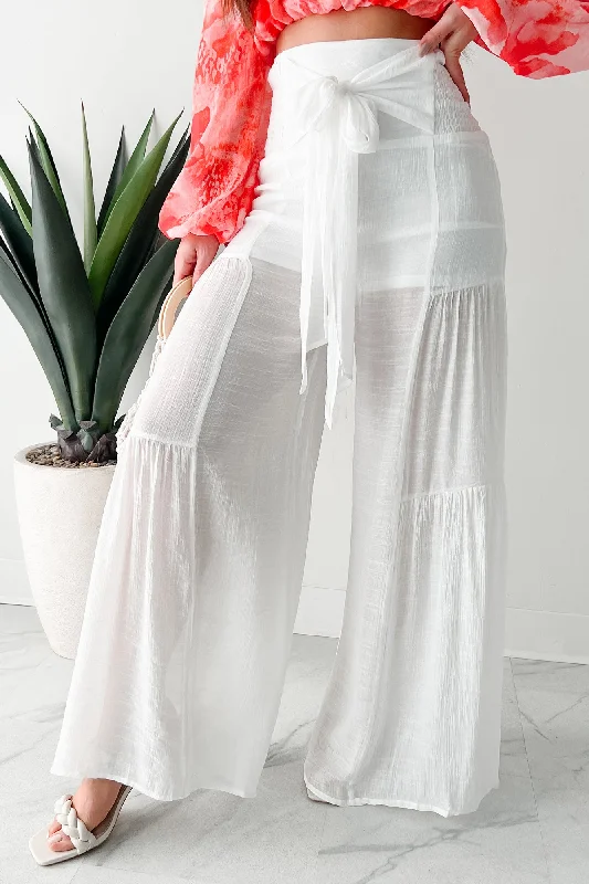 New In This Season That Time Of Year Tiered Flowy Pants (White)