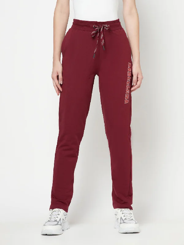 Flirty Fashion Discounts Women's Casual  Wine Full length Mid rise Track Pants