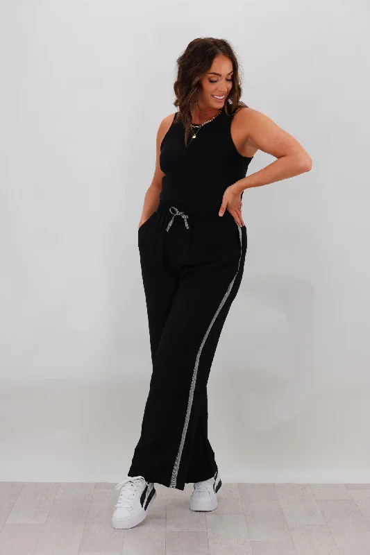 Contemporary Casual Deals Shine On Label Leni Side Stripe Wide Leg Pants