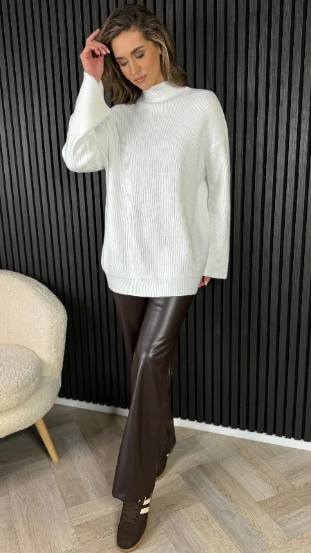 Limited Time Offers Nylah Brown Leather Look Straight Leg Trousers